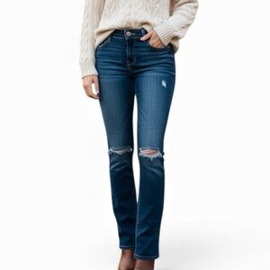 Hollister Bootcut Jeans Women’s Sz 5R W27 L33 Dark Wash Distress Low Rise Denim